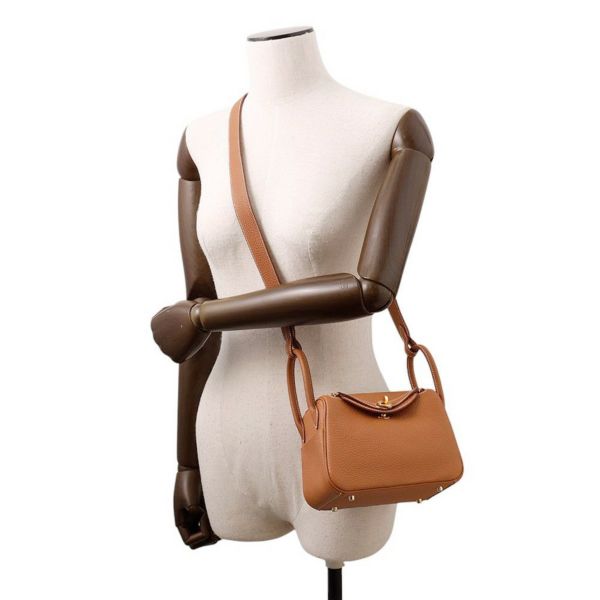 エルメス ハンドバッグ リンディ ミニ ゴールド/ゴールド金具 トリヨンクレマンス K刻印 2wayショルダー