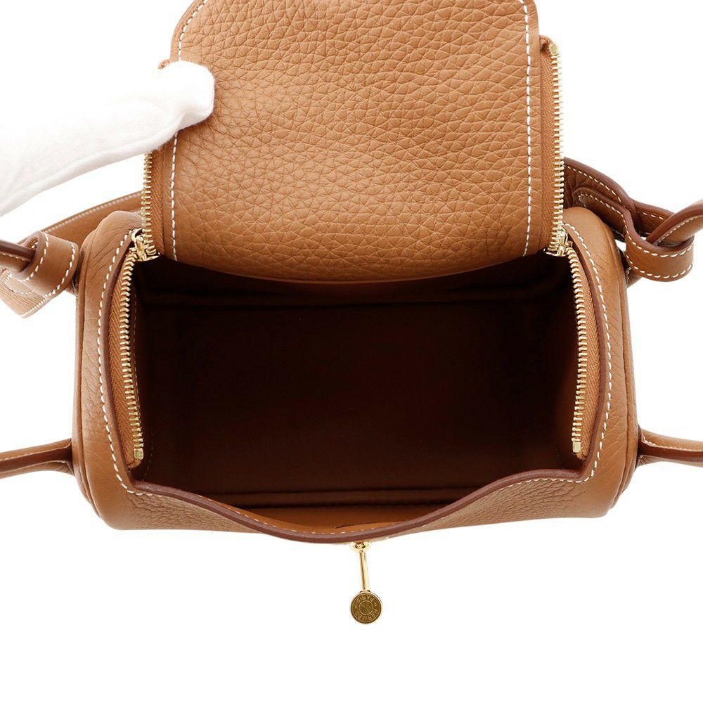 エルメス ハンドバッグ リンディ ミニ ゴールド/ゴールド金具 トリヨンクレマンス K刻印 2wayショルダー