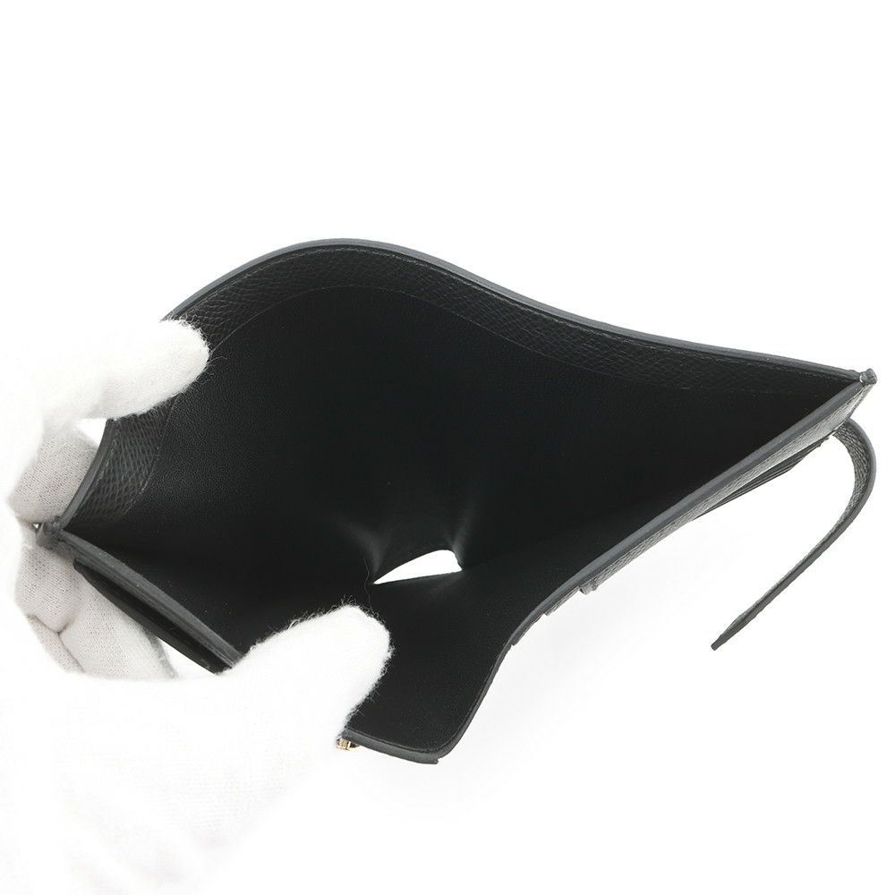 エルメス 二つ折り財布 ベアンコンパクト ブラック/ゴールド金具 エプソン K刻印 HERMES 財布 黒