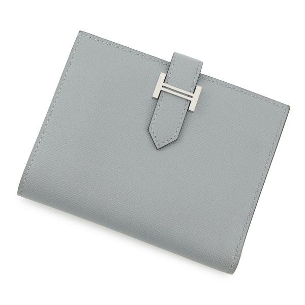 エルメス 二つ折り財布 ベアンコンパクト グリパンタン/シルバー金具 ヴォーマダム K刻印 HERMES 財布