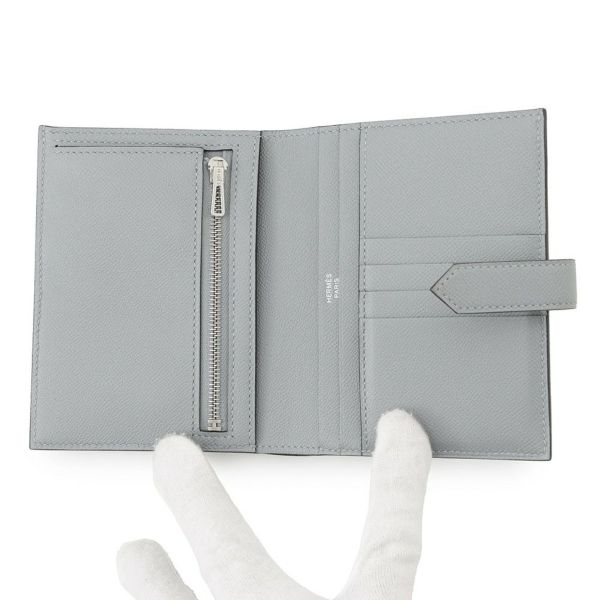 エルメス 二つ折り財布 ベアンコンパクト グリパンタン/シルバー金具 ヴォーマダム K刻印 HERMES 財布