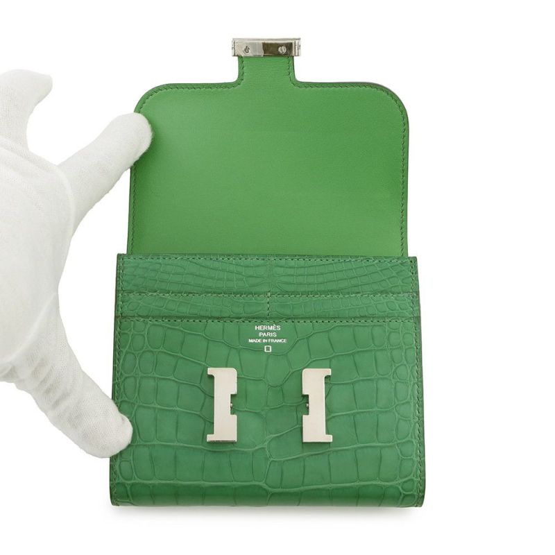 エルメス 財布 コンスタンス コンパクト バンブー/シルバー金具 アリゲーターマット A刻印 HERMES 財布