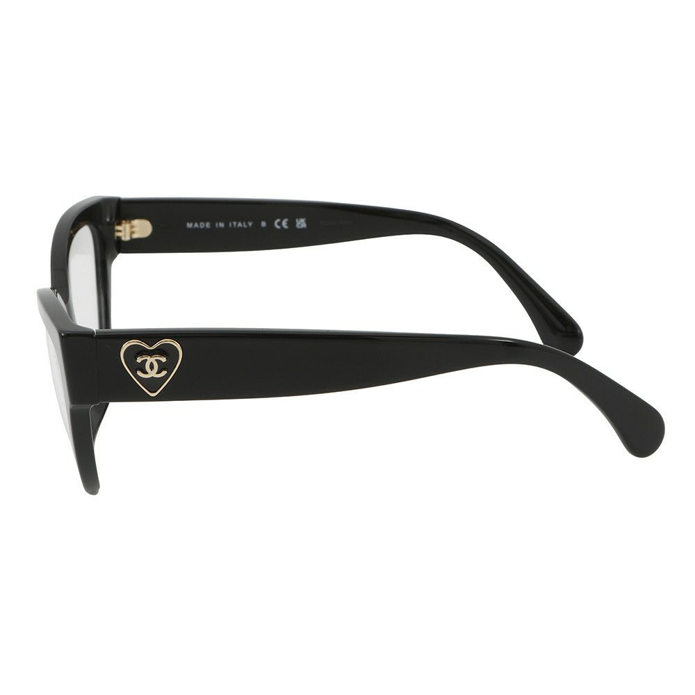 シャネル 伊達メガネ ハート ココマーク メガネフレーム 55□16 140 3436-A CHANEL アイウェア 黒