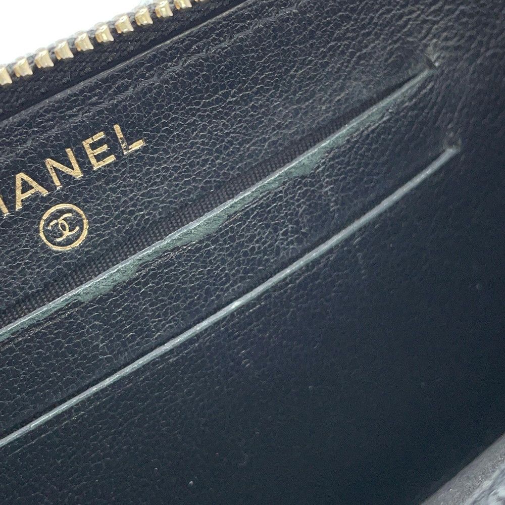 シャネル 長財布 マトラッセ ココマーク マドモワゼル コンパクトウォレット ラムスキン CHANEL ラウンドファスナー 黒