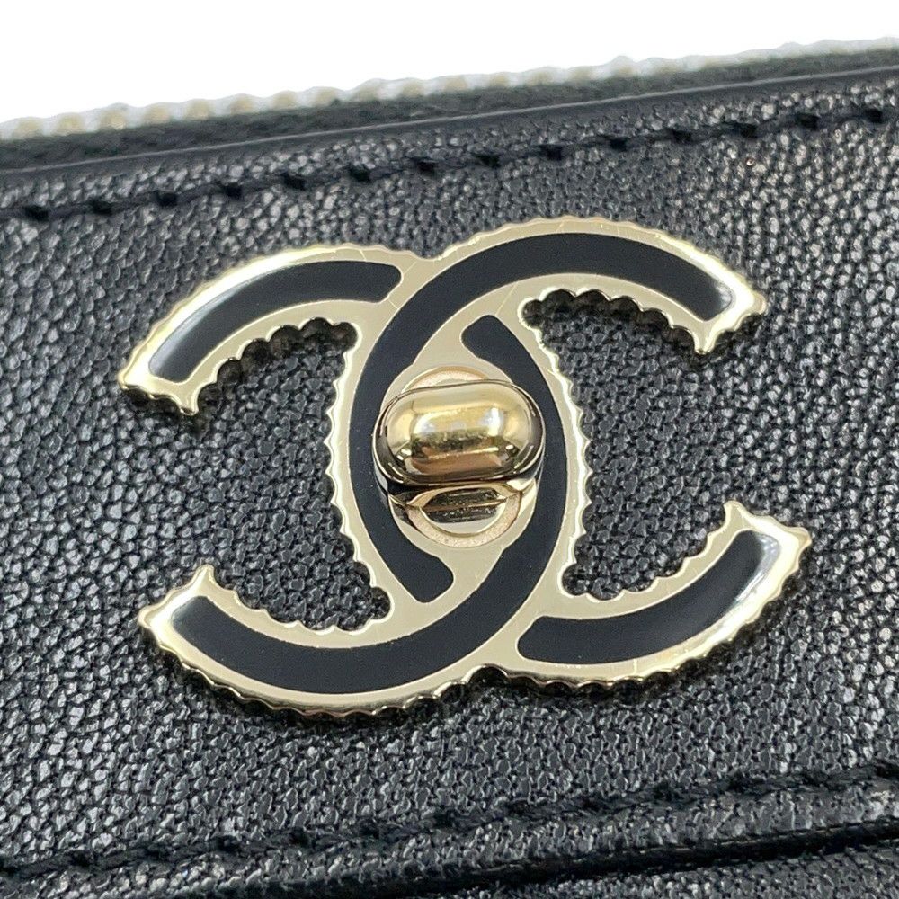 シャネル 長財布 マトラッセ ココマーク マドモワゼル コンパクトウォレット ラムスキン CHANEL ラウンドファスナー 黒
