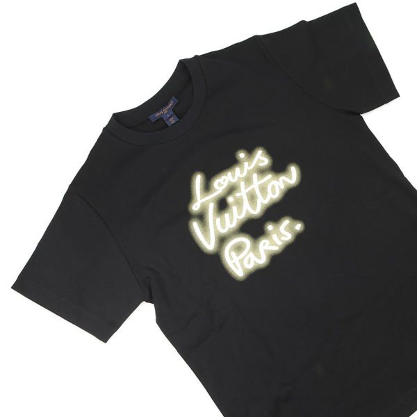 ルイヴィトン Tシャツ グローシグネチャー コットン レディースサイズS LOUIS VUITTON トップス 黒 ブラック