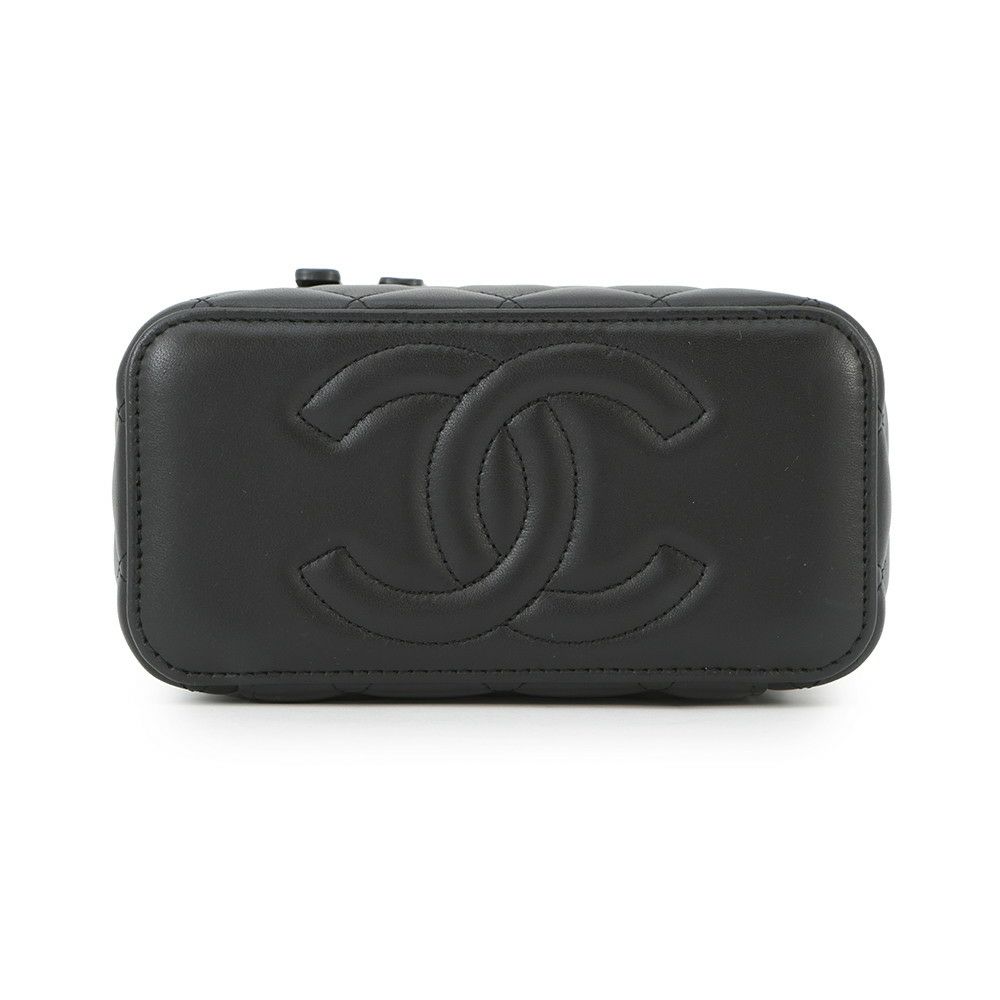 シャネル チェーンショルダーバッグ マトラッセ ココマーク ヴァニティケース ラムスキン AP2199 CHANEL 2way バニティ 黒