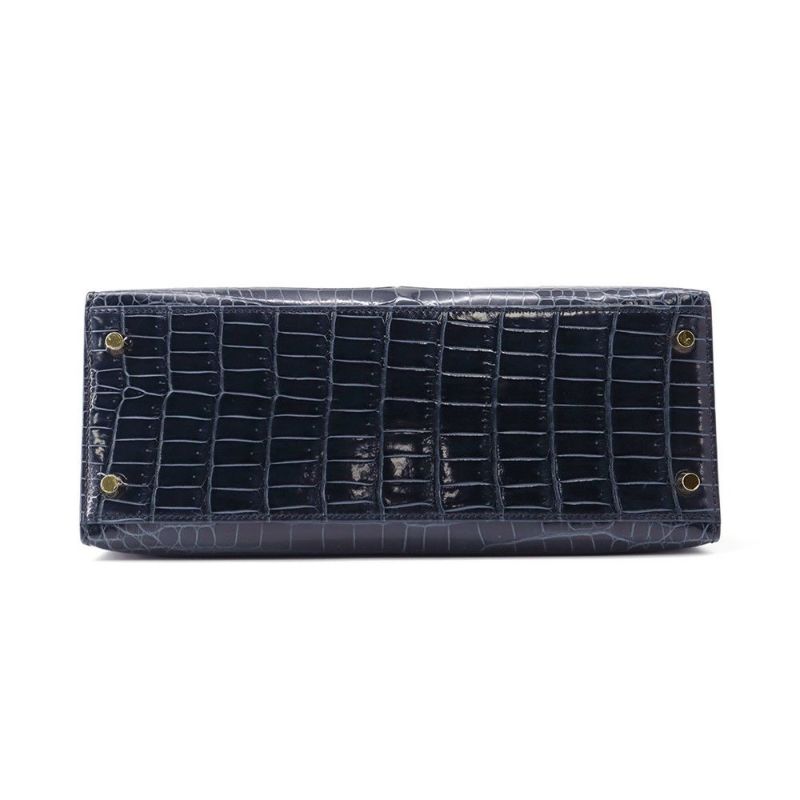 エルメス ハンドバッグ ケリー28 外縫い ブルーマリン/ゴールド金具 ポロサスシャイン Y刻印 2wayショルダー