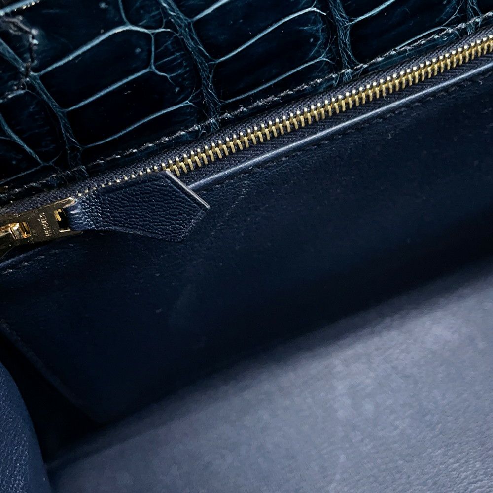 エルメス ハンドバッグ ケリー28 外縫い ブルーマリン/ゴールド金具 ポロサスシャイン Y刻印 2wayショルダー