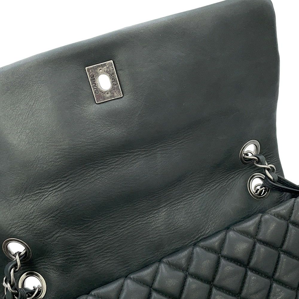 シャネル チェーンショルダーバッグ マトラッセ ココマーク シングルフラップ スパークル レザー CHANEL 黒