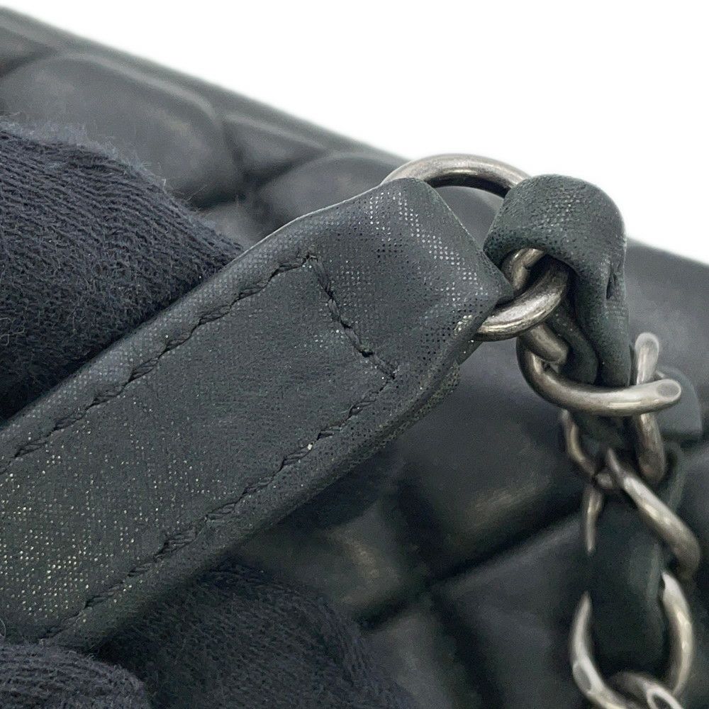 シャネル チェーンショルダーバッグ マトラッセ ココマーク シングルフラップ スパークル レザー CHANEL 黒