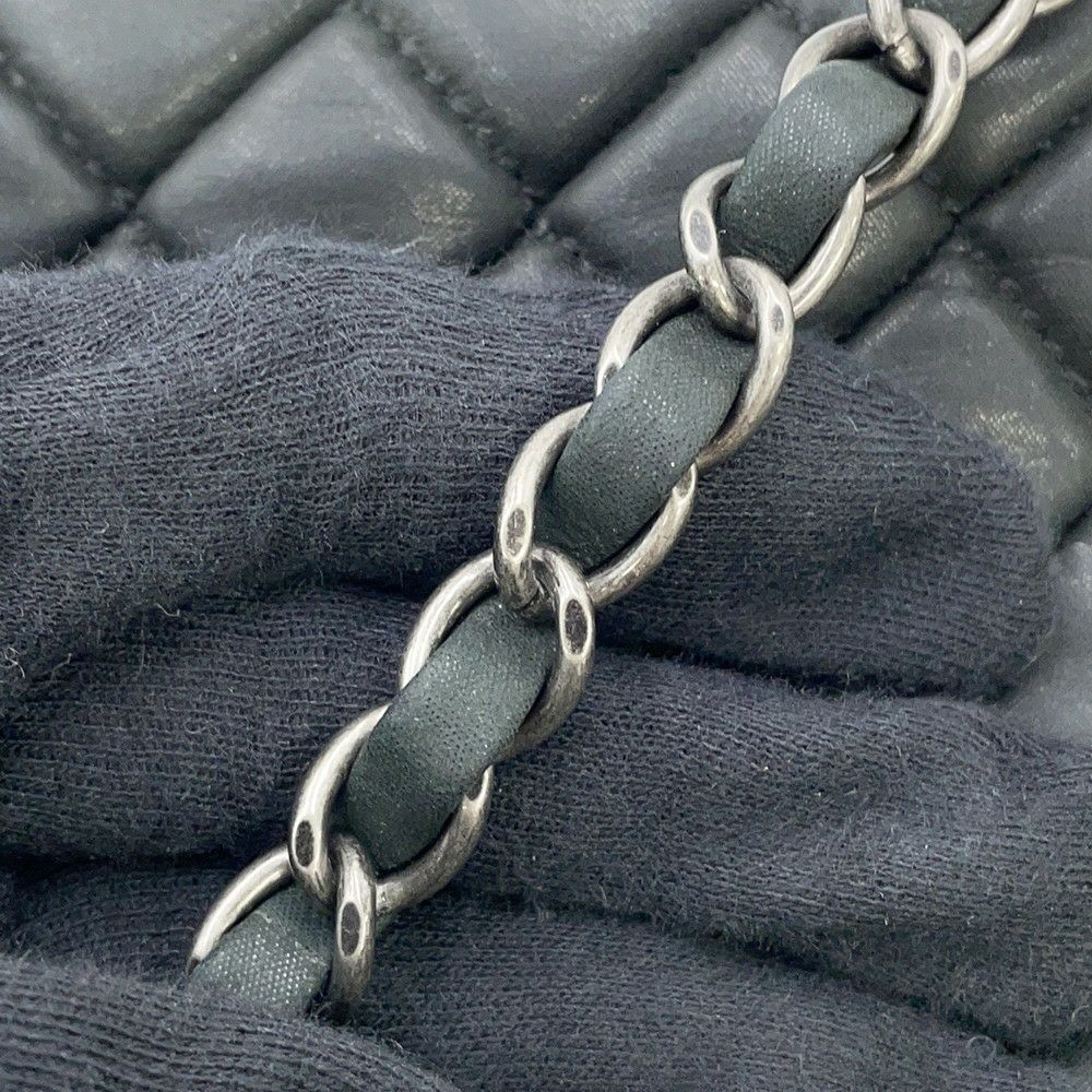 シャネル チェーンショルダーバッグ マトラッセ ココマーク シングルフラップ スパークル レザー CHANEL 黒