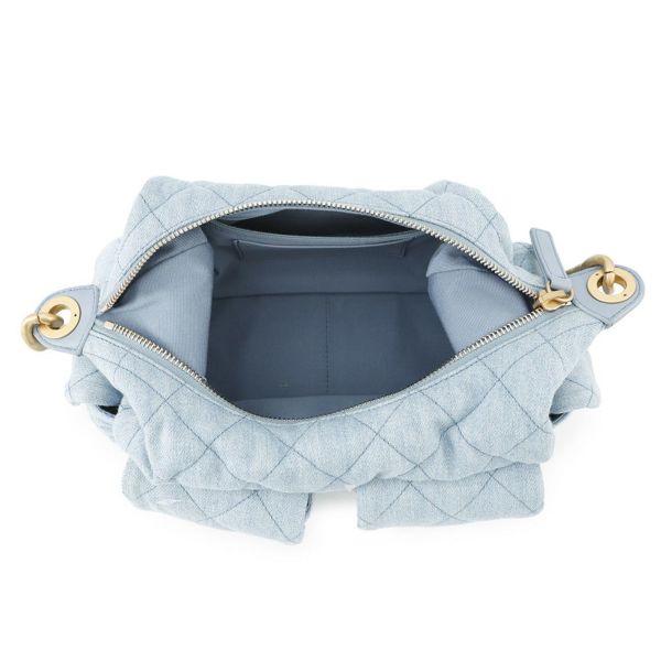 シャネル チェーンショルダーバッグ ホーボー マトラッセ ココマーク デニム AS3690 CHANEL