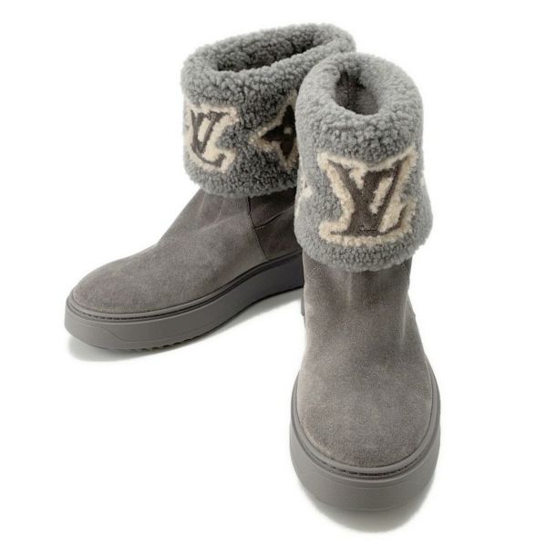 ルイヴィトン ブーツ スエード ムートン スノードロップ・ライン アンクルブーツ レディースサイズ36 1/2 靴 セール品
