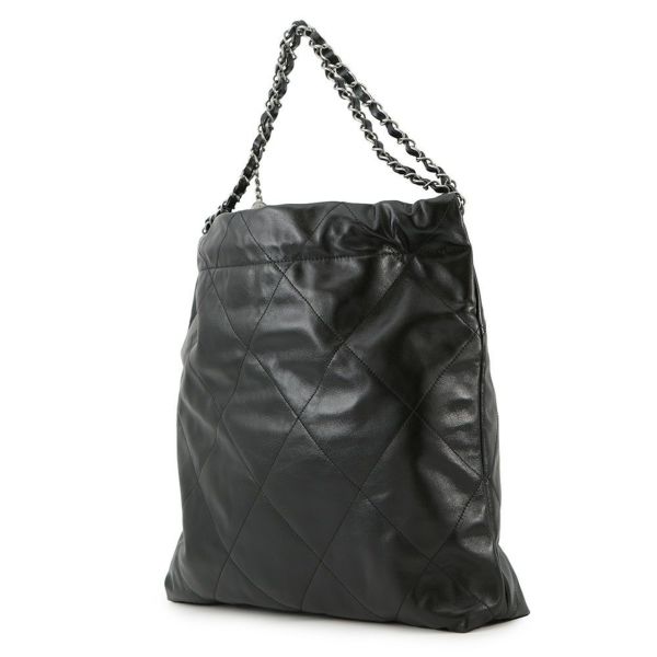 シャネル チェーンショルダーバッグ CHANEL 22 マトラッセ スモール シャイニーカーフレザー AS3261 ポーチ付き 黒