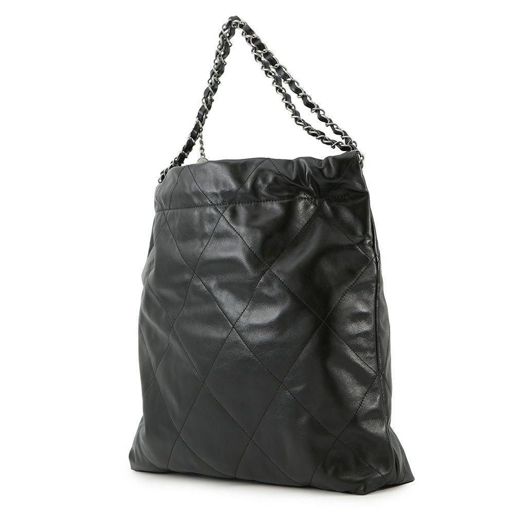 シャネル チェーンショルダーバッグ CHANEL 22 マトラッセ スモール シャイニーカーフレザー AS3261 ポーチ付き 黒