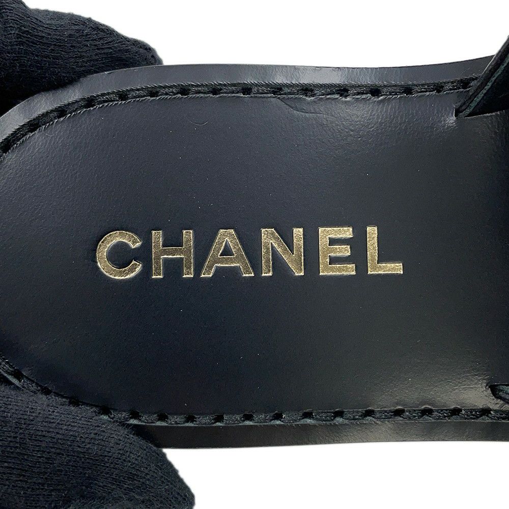 シャネル サンダル ココマーク レザー レディースサイズ37C CHANEL 靴 黒
