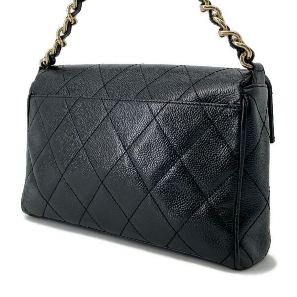 シャネル チェーンショルダーバッグ ココマーク マトラッセ キャビアスキン CHANEL ワンショルダー 黒
