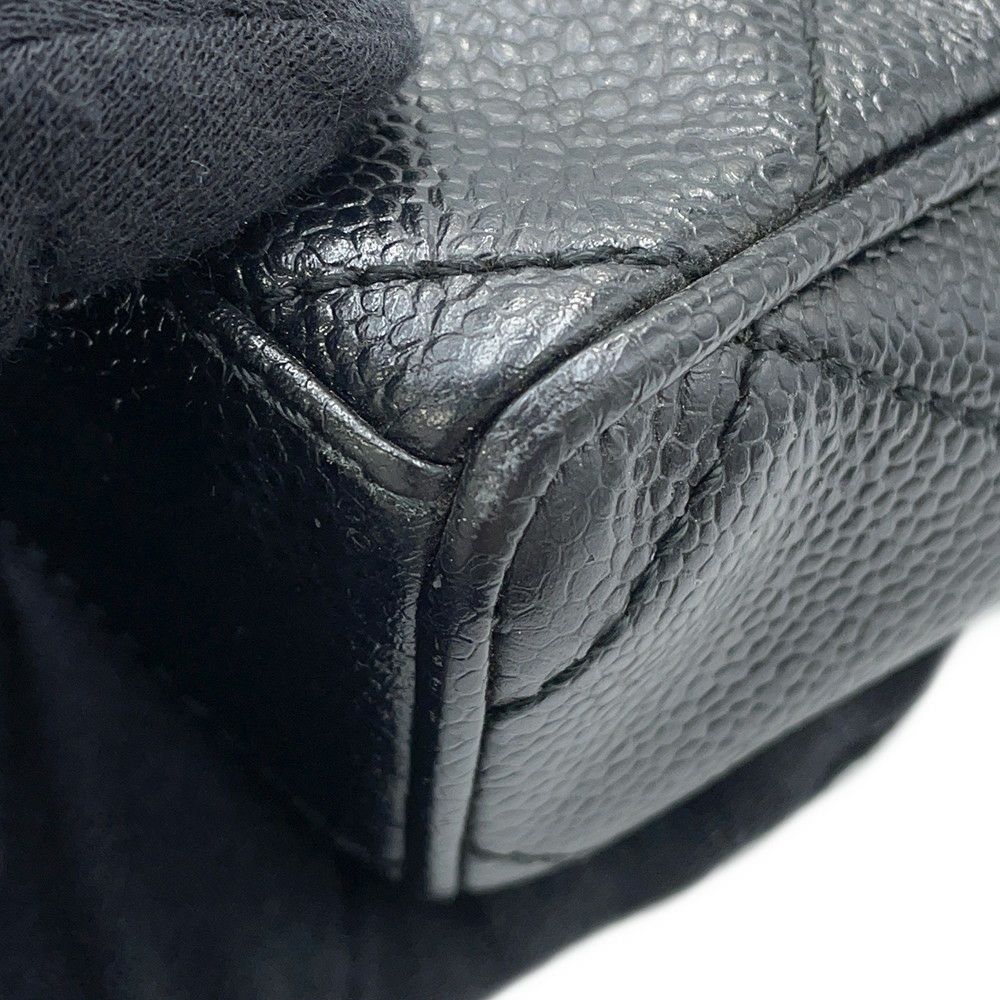 シャネル チェーンショルダーバッグ ココマーク マトラッセ キャビアスキン CHANEL ワンショルダー 黒