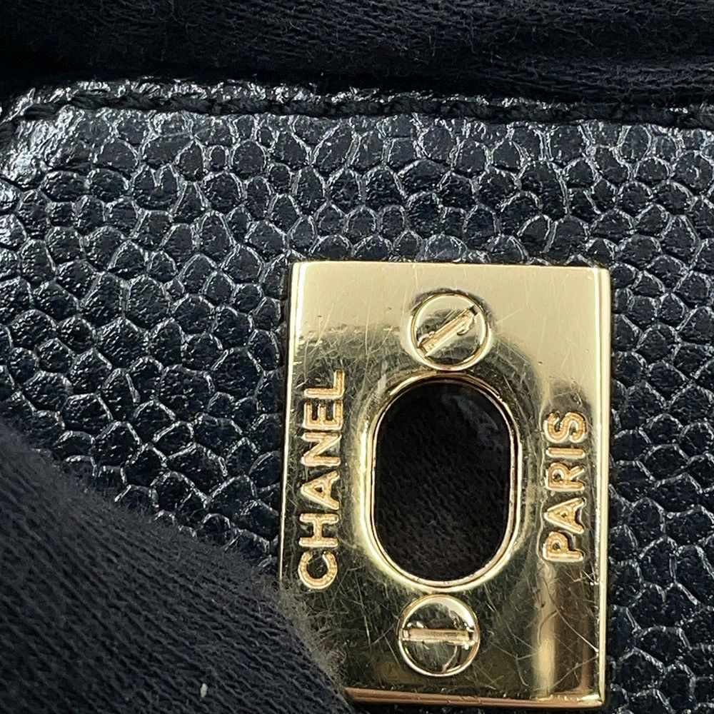 シャネル チェーンショルダーバッグ ココマーク マトラッセ キャビアスキン CHANEL ワンショルダー 黒