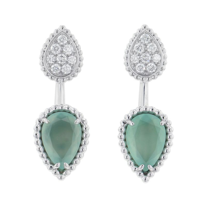 ブシュロン ピアス セルパンボエム 2モチーフ スタッズ アクアプレーズ 1P 1.53ct/1P 1.53ct ダイヤ 8P 計0.16ct/8P 計0.16ct K18WG