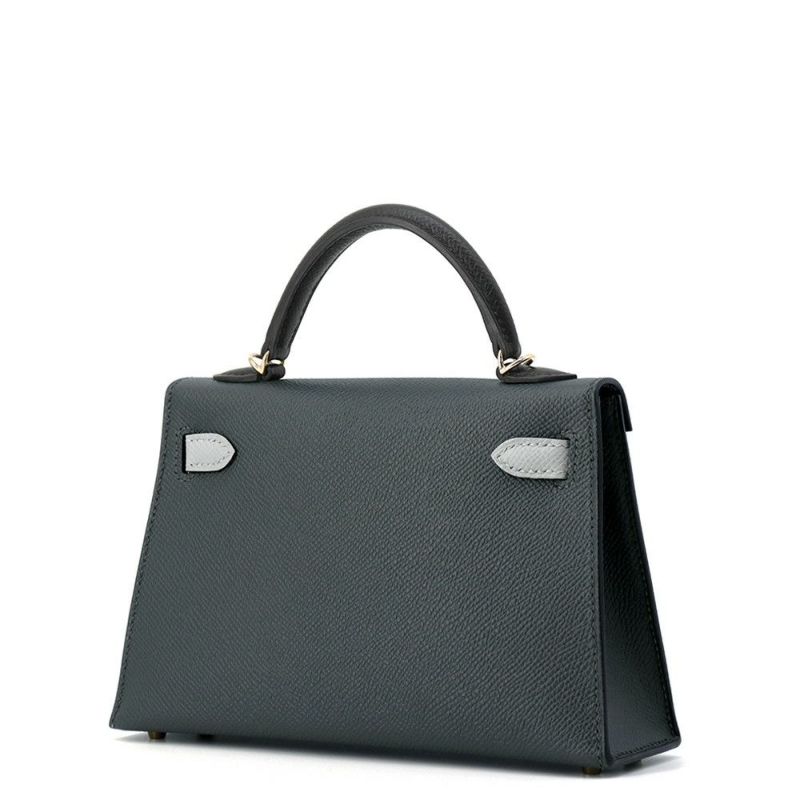 エルメス ミニケリー2 外縫い トリコロール ヴェールマングローブ/ブラック/グリパンタン/シャンパンゴールド金具 エプソン K刻印 2wayショルダー