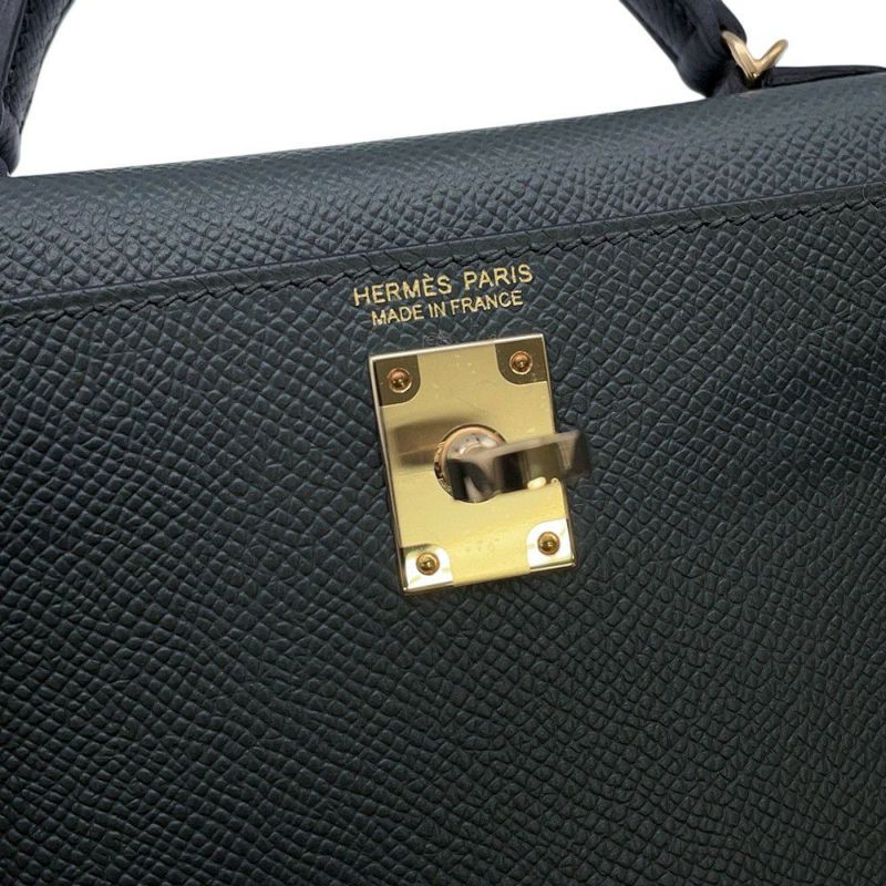 エルメス ミニケリー2 外縫い トリコロール ヴェールマングローブ/ブラック/グリパンタン/シャンパンゴールド金具 エプソン K刻印 2wayショルダー