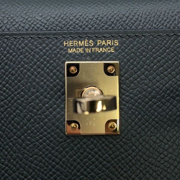 エルメス ミニケリー2 外縫い トリコロール ヴェールマングローブ/ブラック/グリパンタン/シャンパンゴールド金具 エプソン K刻印 2wayショルダー
