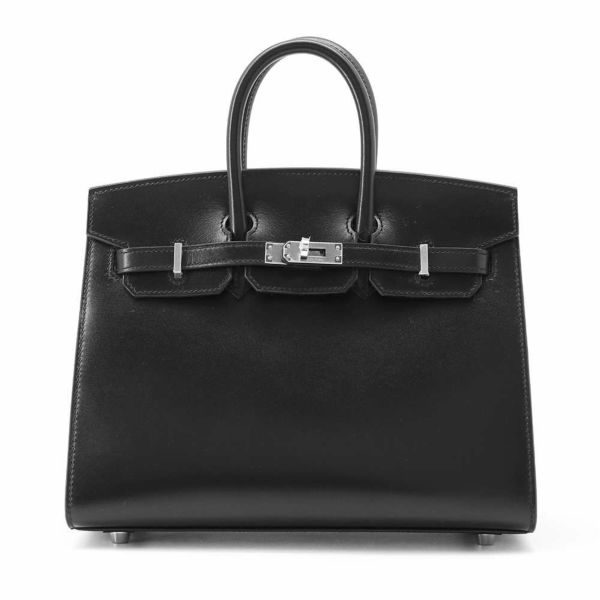 エルメス バーキン25 セリエ ブラック/シルバー金具 ボックスカーフ W刻印 HERMES Birkin ハンドバッグ 黒