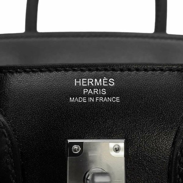 エルメス バーキン25 セリエ ブラック/シルバー金具 ボックスカーフ W刻印 HERMES Birkin ハンドバッグ 黒