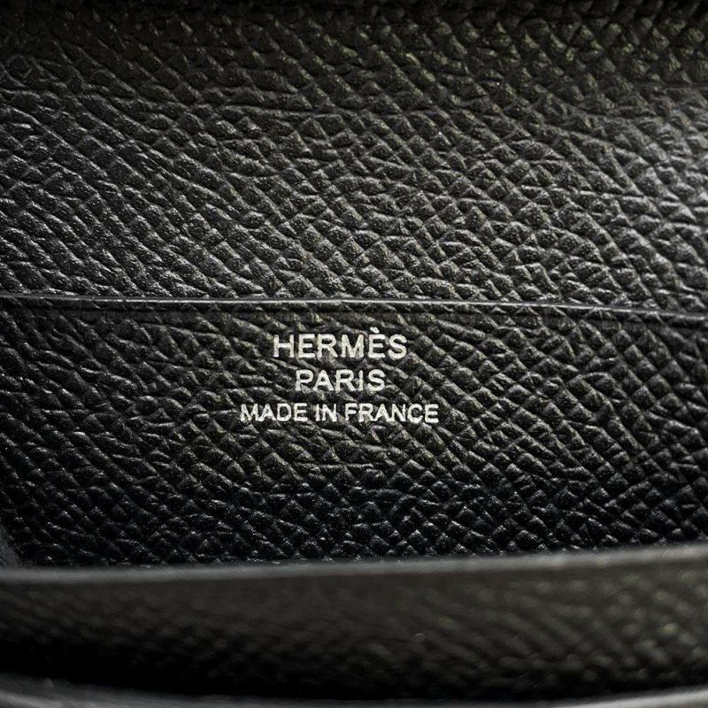 エルメス 二つ折り財布 ベアンコンパクト ブラック/シルバー金具 エプソン B刻印 HERMES 黒