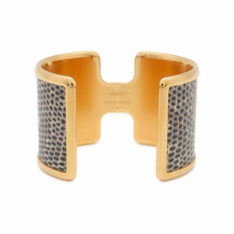 エルメス ブレスレット オランプ Olympe カフブレスレット オンブレ/ゴールド金具 リザードナチュラ