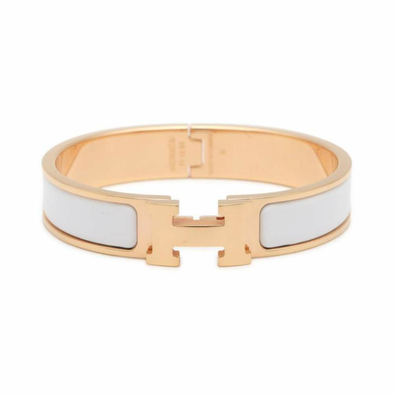 エルメス ブレスレット クリックH PM ホワイト/ゴールド金具 HERMES アクセサリー バングル 白