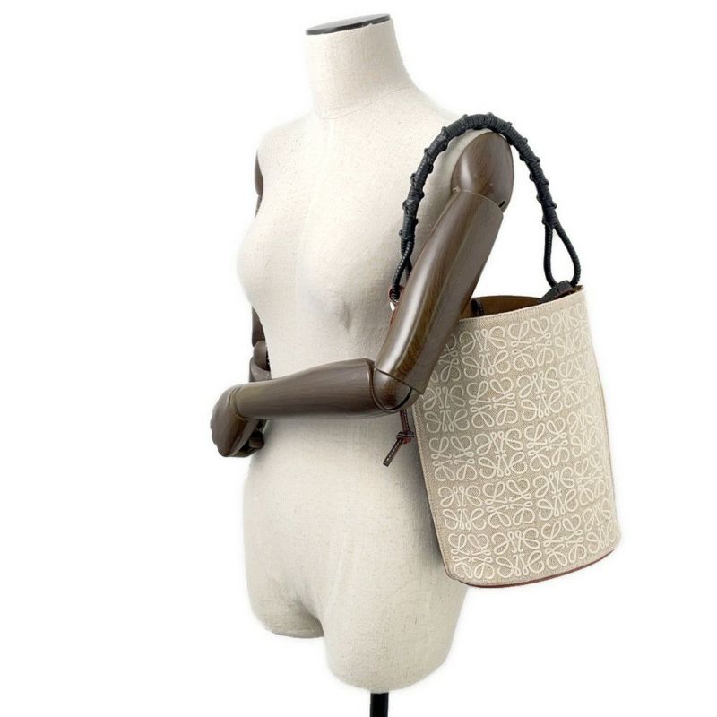 ロエベ ショルダーバッグ アナグラム ゲートバケットバッグ レザー LOEWE 2way 黒