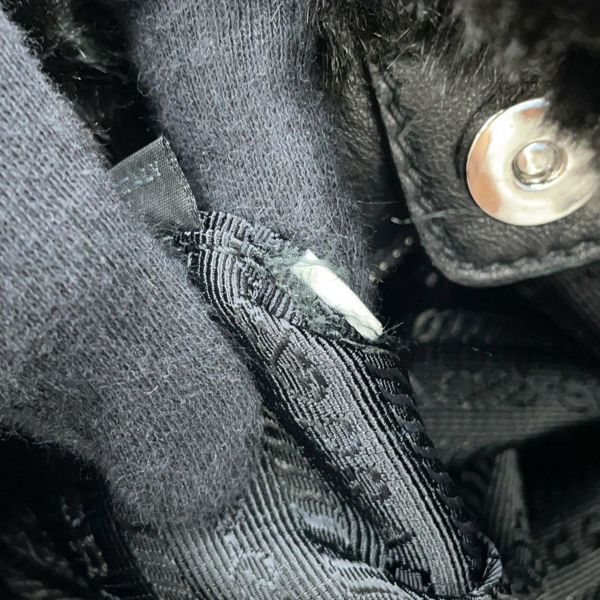 プラダ トートバッグ トライアングルロゴ フェイクファー BR4759 PRADA 黒