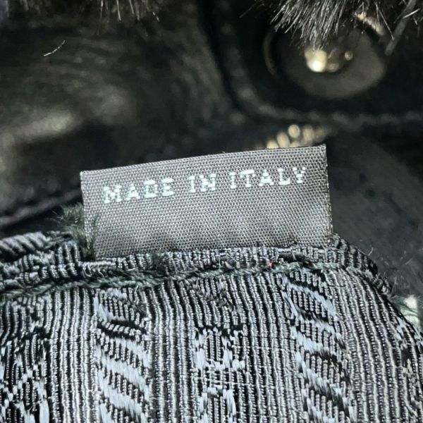 プラダ トートバッグ トライアングルロゴ フェイクファー BR4759 PRADA 黒