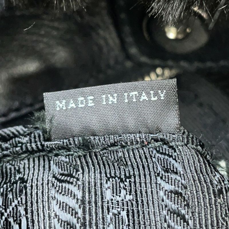 プラダ トートバッグ トライアングルロゴ フェイクファー BR4759 PRADA 黒