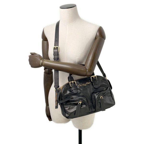 クリスチャン・ディオール ハンドバッグ グランドツアー  ボウリングバッグ クリンクルドカーフレザー M6000UNQD 2way 黒