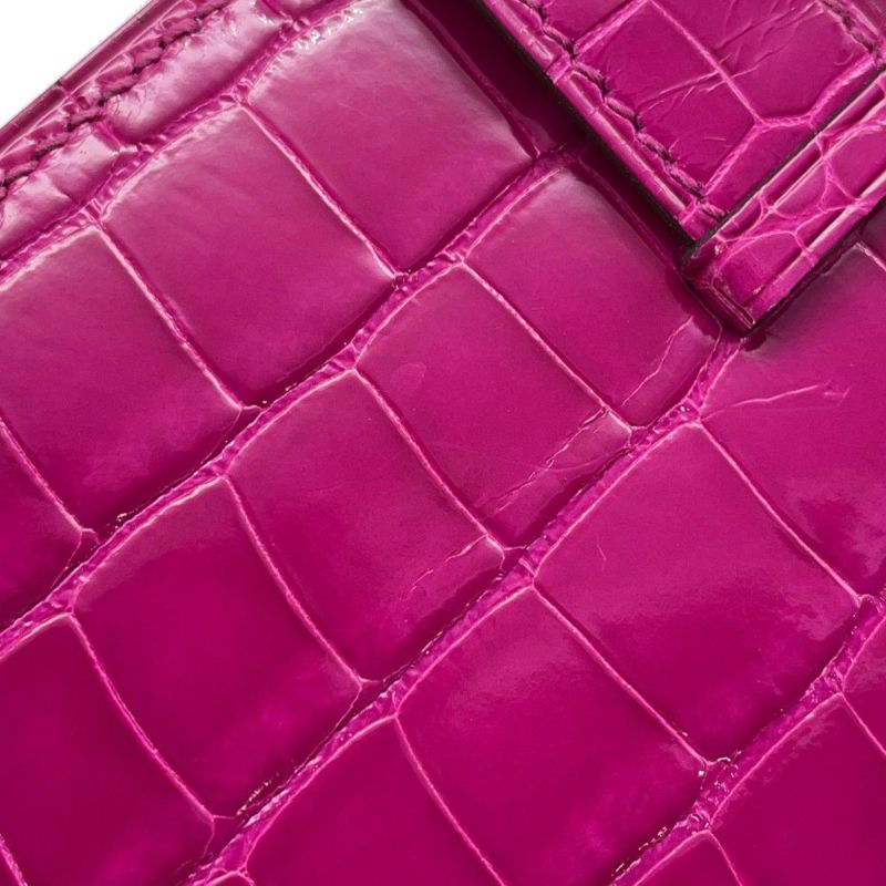 エルメス 長財布 ベアンスフレ ローズシェヘラザード/ゴールド金具 アリゲーターシャイン D刻印 HERMES 財布