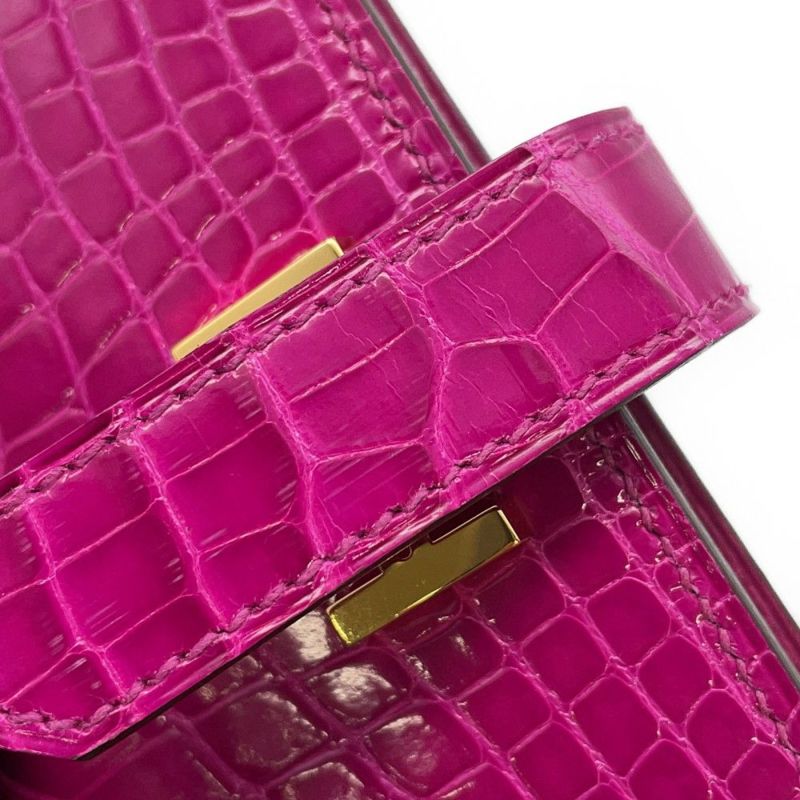 エルメス 長財布 ベアンスフレ ローズシェヘラザード/ゴールド金具 アリゲーターシャイン D刻印 HERMES 財布