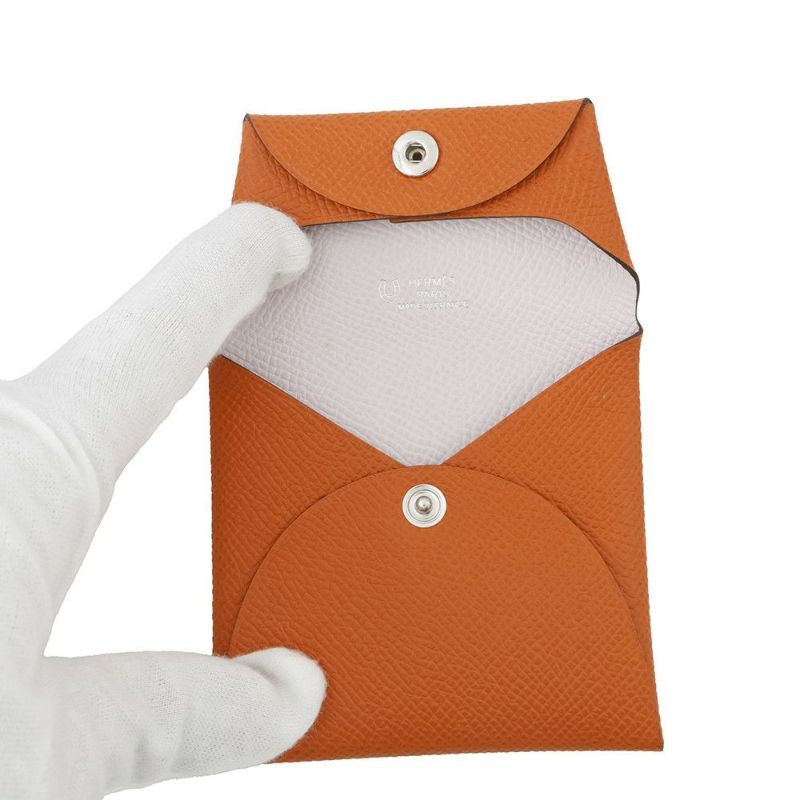 エルメス コインケース バスティア ヴェルソ オレンジ/モーヴペール エプソン W刻印 HERMES SPO