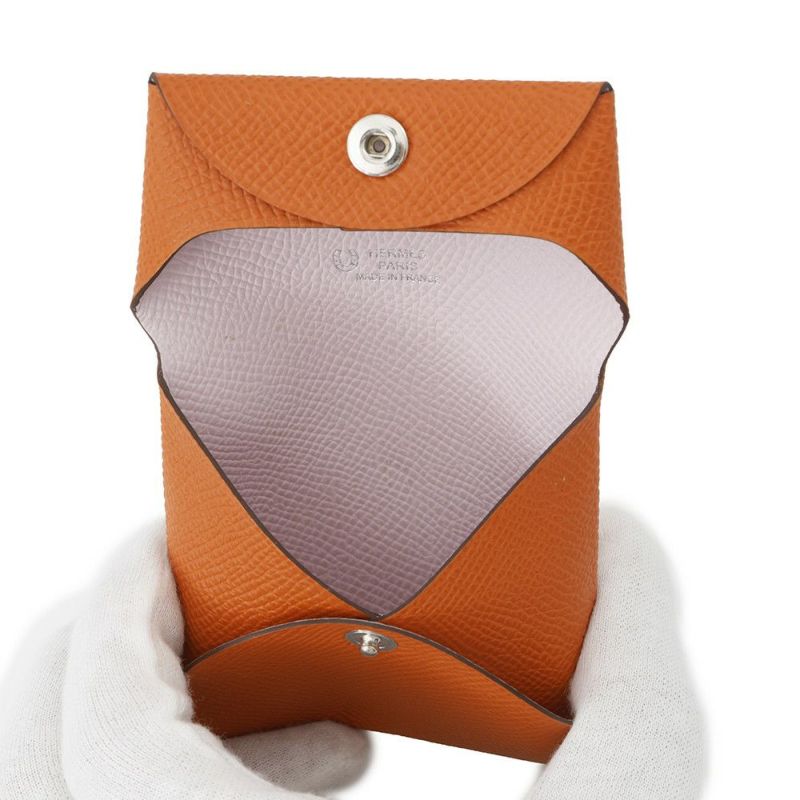 エルメス コインケース バスティア ヴェルソ オレンジ/モーヴペール エプソン W刻印 HERMES SPO
