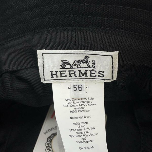 エルメス ハット カルヴィ・シーシェル コットン サイズ56 HERMES 帽子 黒