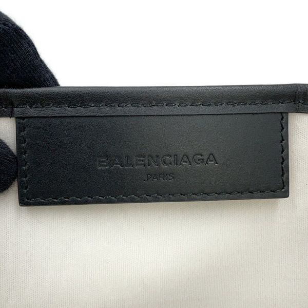 バレンシアガ トートバッグ ネイビーカバス S ポーチ付 339933 BALENCIAGA 黒 白 スモールサイズ