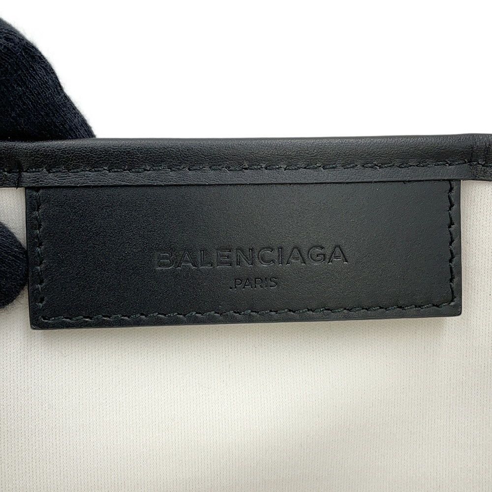 バレンシアガ トートバッグ ネイビーカバス S ポーチ付 339933 BALENCIAGA 黒 白 スモールサイズ