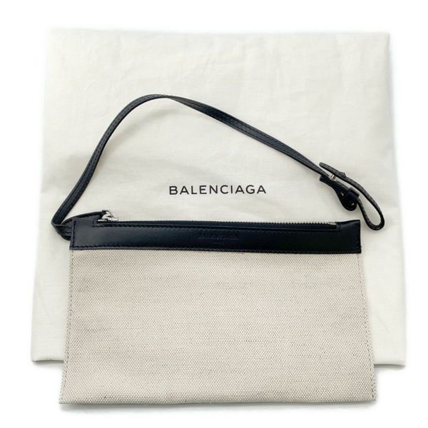 バレンシアガ トートバッグ ネイビーカバス S ポーチ付 339933 BALENCIAGA 黒 白 スモールサイズ