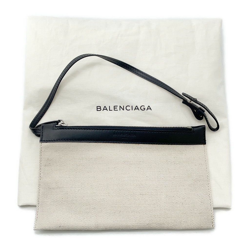 バレンシアガ トートバッグ ネイビーカバス S ポーチ付 339933 BALENCIAGA 黒 白 スモールサイズ