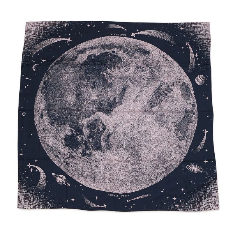 エルメス ストール カレ140 カレジェアン クレール・ドゥ・リュンヌ HERMES シルク カシミヤ 2023秋冬 ソルド品