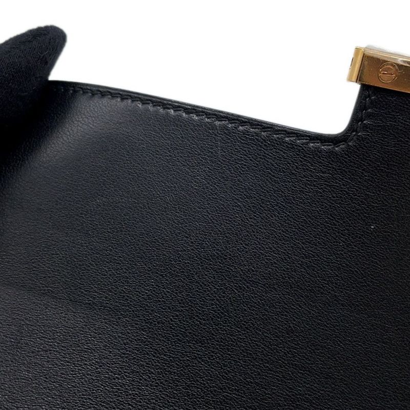 エルメス 長財布 コンスタンス ロング ブラック/ゴールド金具 アリゲーターマット C刻印 HERMES 財布 黒