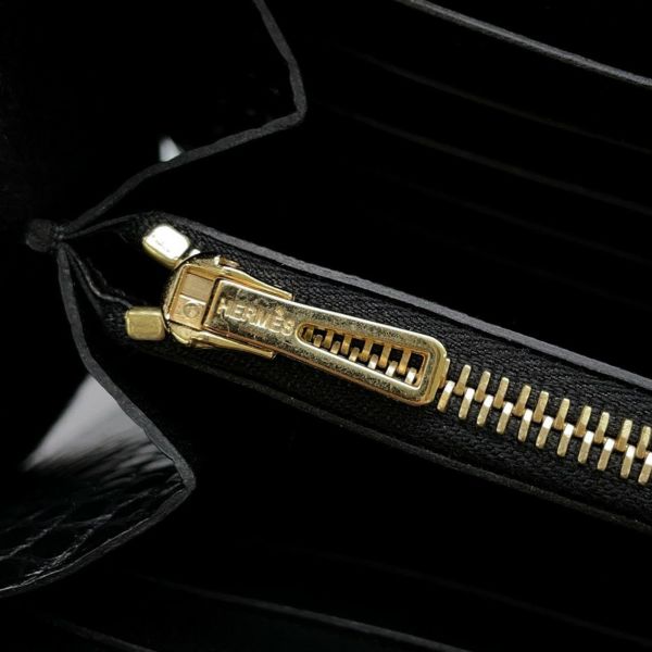エルメス 長財布 コンスタンス ロング ブラック/ゴールド金具 アリゲーターマット C刻印 HERMES 財布 黒